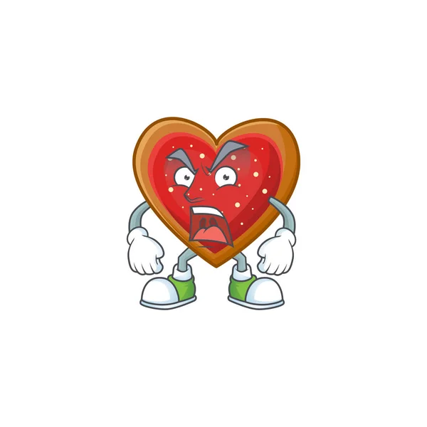 Mascotte di arrabbiato amore biscotti cartone animato personaggio design — Vettoriale Stock