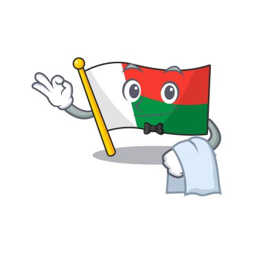 Maskot bayrağı garsonunun çizgi filmi.