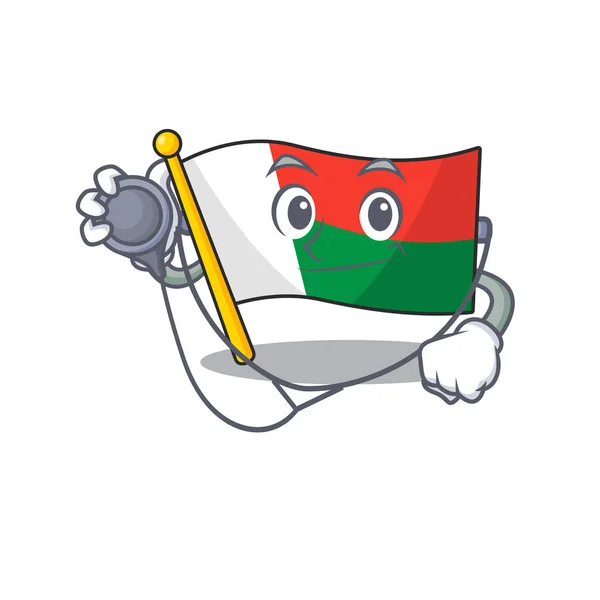 Bandeira de mascote madagascar com caráter médico — Vetor de Stock