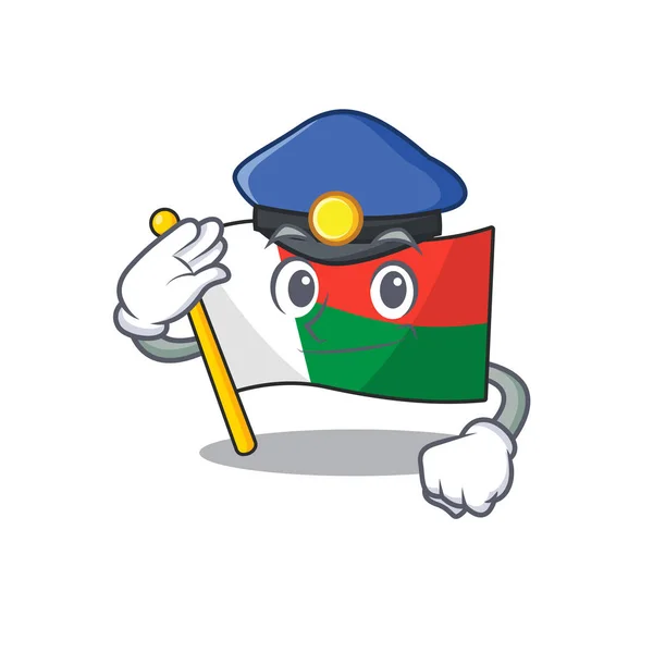 Maskottchen-Flagge Madagaskar mit Polizeicharakter — Stockvektor