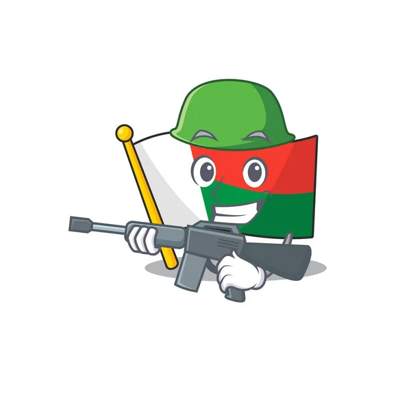 Maskottchen Flagge Madagaskar mit in Armee Charakter — Stockvektor