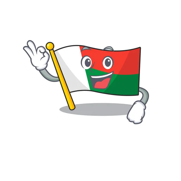 Vlajka madagascar karikatura s v pořádku charakter — Stockový vektor