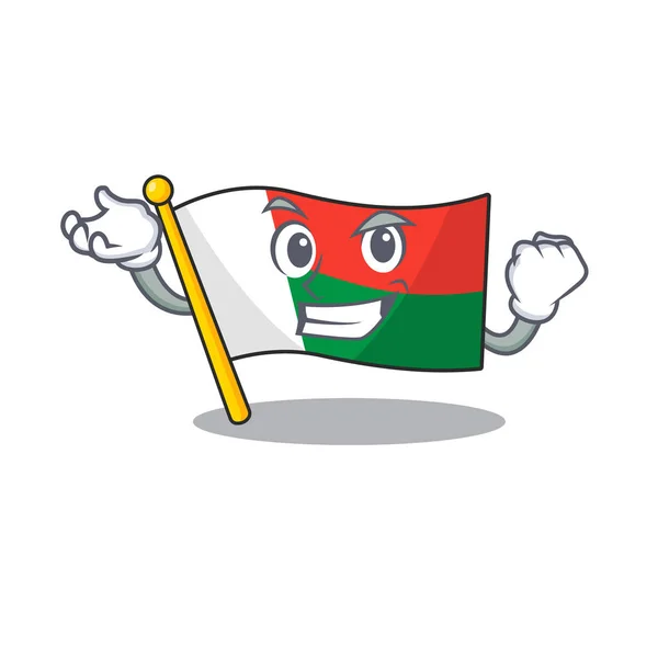 Vlajka madagascar karikatura s v úspěšné postavě — Stockový vektor