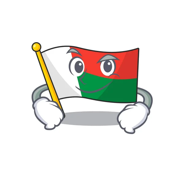 Bandeira madagascar desenhos animados com em caráter sorrindo — Vetor de Stock