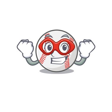 Maskot beysbol çizgi filmi. Süper kahraman formunda.