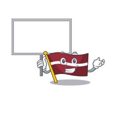 Maskot bayrağı Letonya ile birlikte kurul karakteri getir