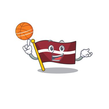 Maskot bayraklı Letonya Basketbol karakteri