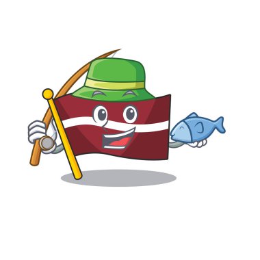 Letonya çizgi film bayrağı karakter avcılığında izole