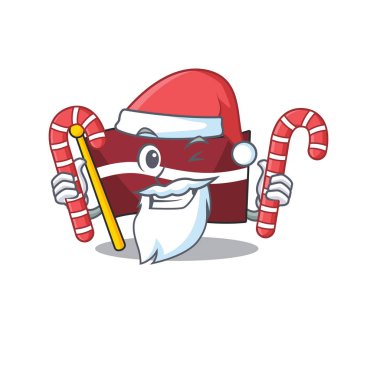 Noel Baba, Letonya 'ya maskotla birlikte çizgi film bayrağı getir.