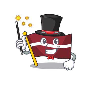 Sihirbaz karikatür bayrağı Letonya ve maskot