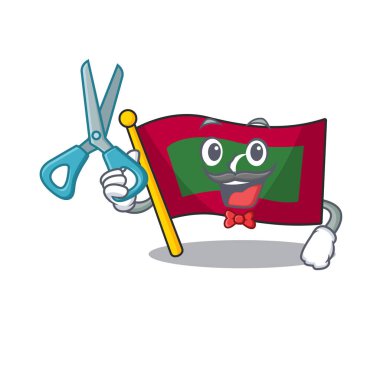 Berber karakterli bayraklı maldivler.