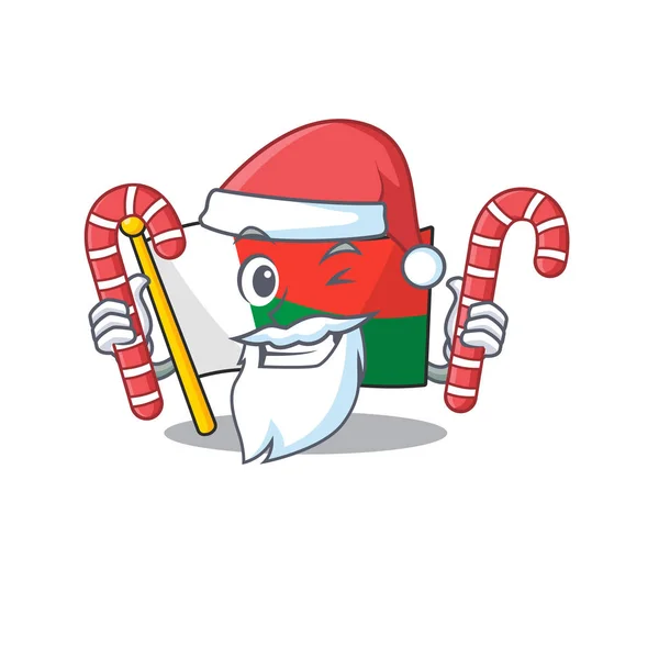 Charakter Flagge Madelova isoliert in Cartoon-Weihnachtsmann bringen Süßigkeiten — Stockvektor