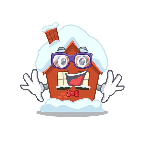 Winter house in the cartoon shape geek — Stock Vector