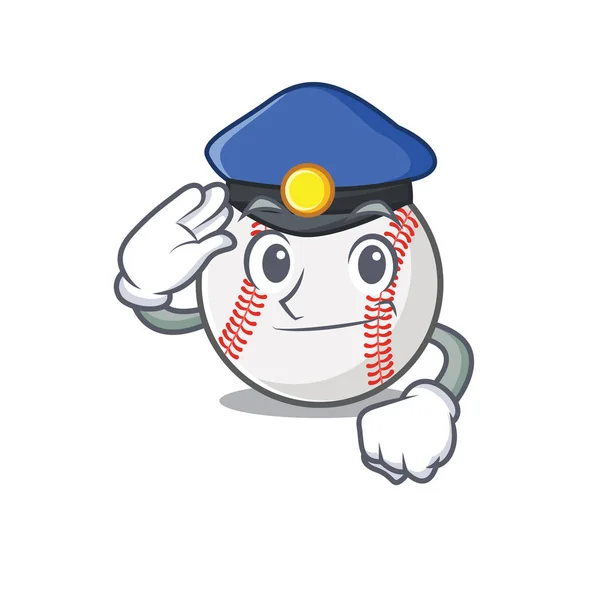 Beisebol dos desenhos animados com em uma polícia personagem —  Vetores de Stock