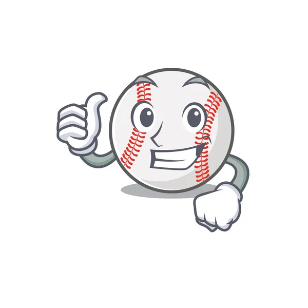 Mascota de béisbol de dibujos animados en forma de pulgares hacia arriba — Vector de stock