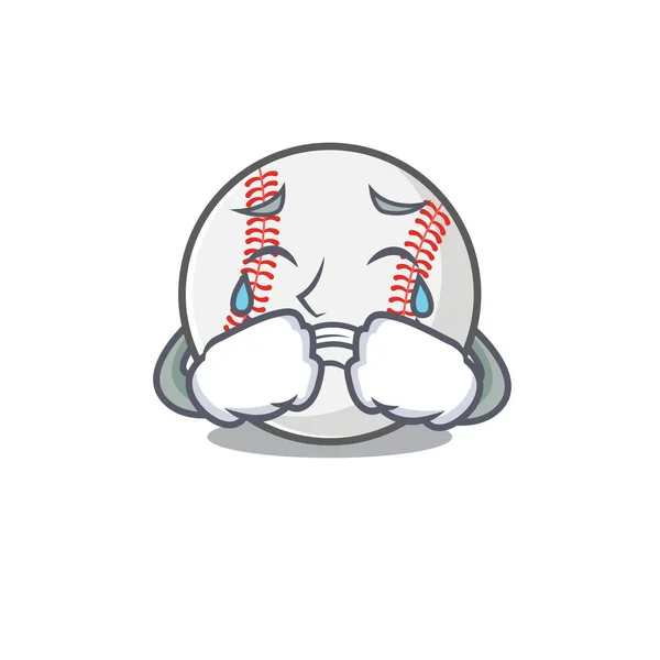 Персонаж изолированный бейсбол с плачущей мило — стоковый вектор
