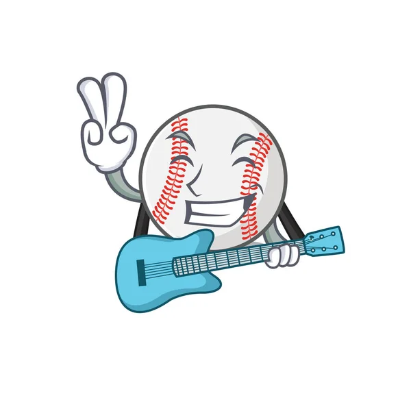 Personagem isolado beisebol com um com guitarra bonito —  Vetores de Stock