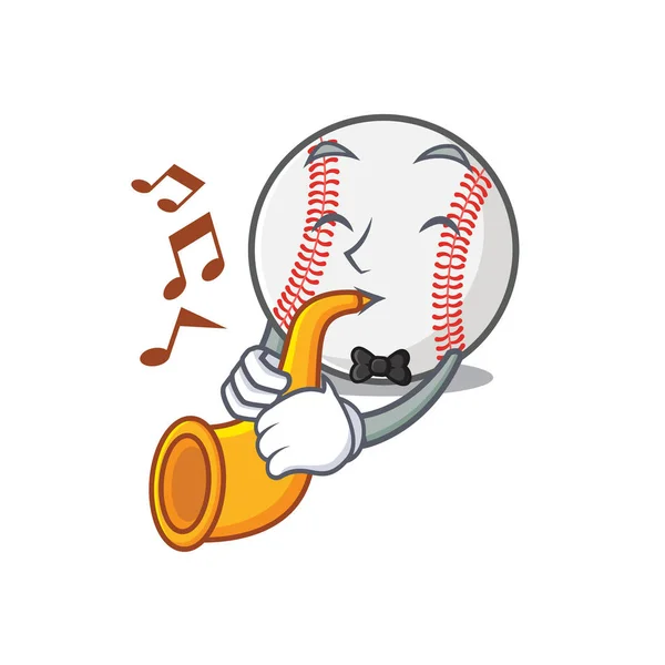 Character isolated baseball with a with trumpet cute — Stock Vector