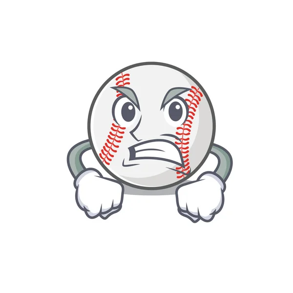 Caractère isolé baseball avec un mignon en colère — Image vectorielle