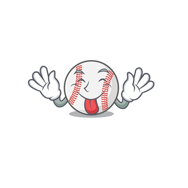 Cartoon baseball con in lingua fuori forma mascotte — Vettoriale Stock