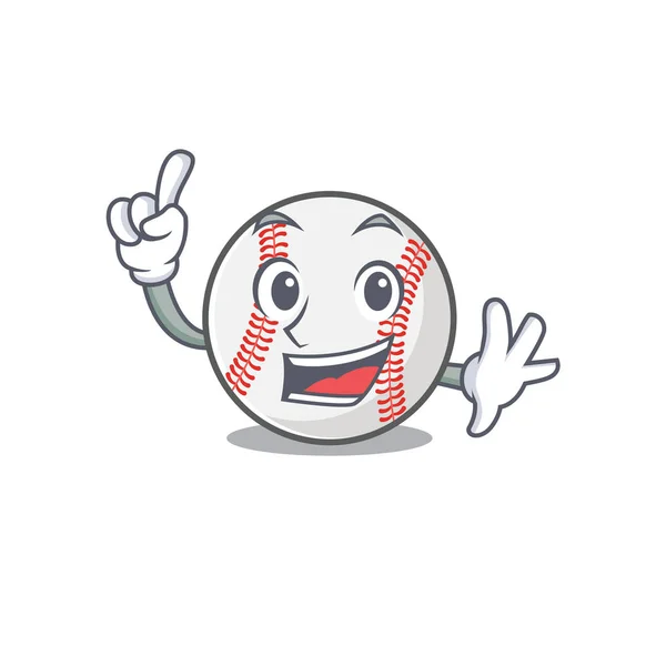 Cartoon Baseball mit fingerförmigem Maskottchen — Stockvektor