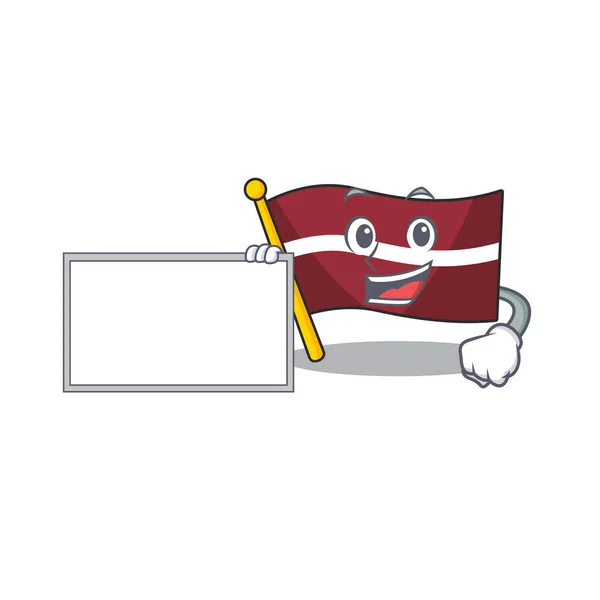 Σημαία mascot latvia με in με χαρακτήρα σκάφους — Διανυσματικό Αρχείο