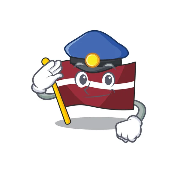 Maskotflagga latvia med i poliskaraktär — Stock vektor