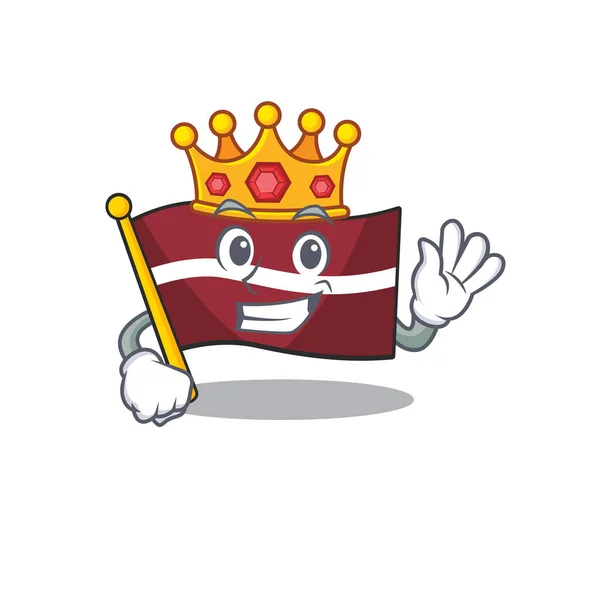 Maskotlu Kral Letonya bayrağı — Stok Vektör