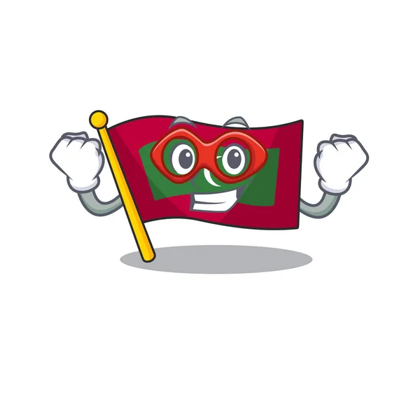 Bandeira dos desenhos animados maldivas isoladas em personagem super herói —  Vetores de Stock