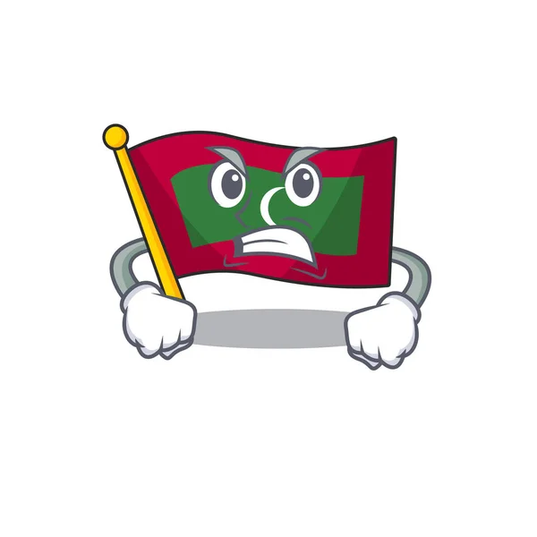 Flaga maskotki Malediwy z gniewnym charakterem — Wektor stockowy