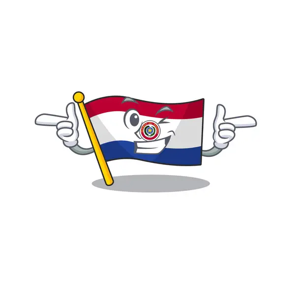 Bandeira dos desenhos animados paraguai isolado em caráter piscadela — Vetor de Stock