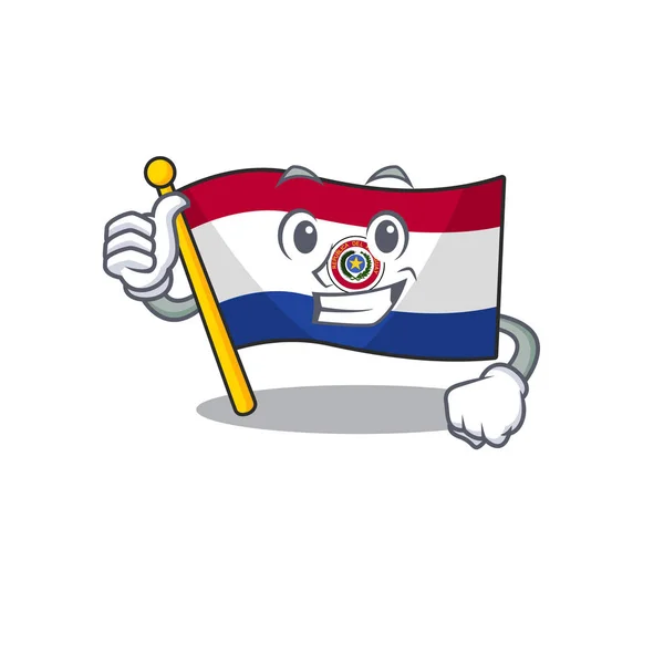 Karikatura vlajka paraguay izolované palce nahoru znak — Stockový vektor