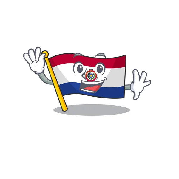 Bandeira dos desenhos animados paraguai isolado em caráter acenando —  Vetores de Stock