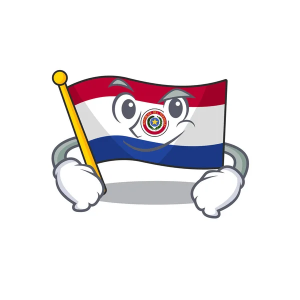 Çizgi film bayrağı paraguay sırıtan karakterde izole edilmiş. — Stok Vektör