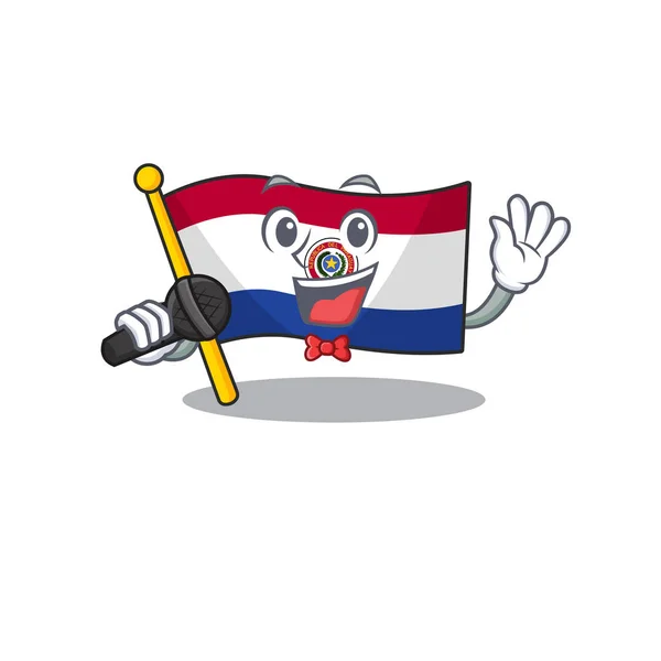 Bandera de la mascota paraguay con carácter de pesca — Vector de stock