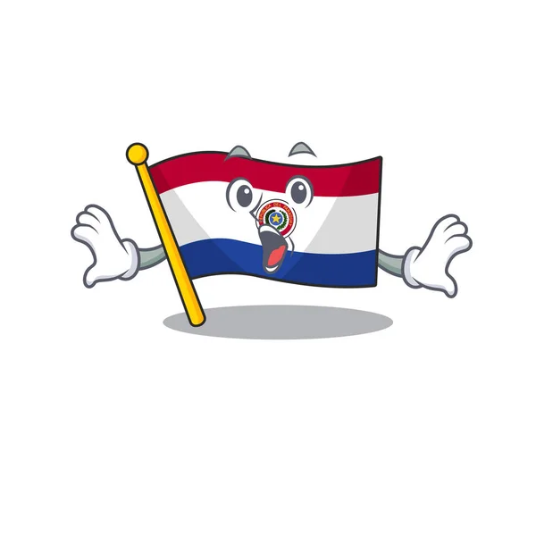 Mascotte vlag paraguay met in met trompet karakter — Stockvector