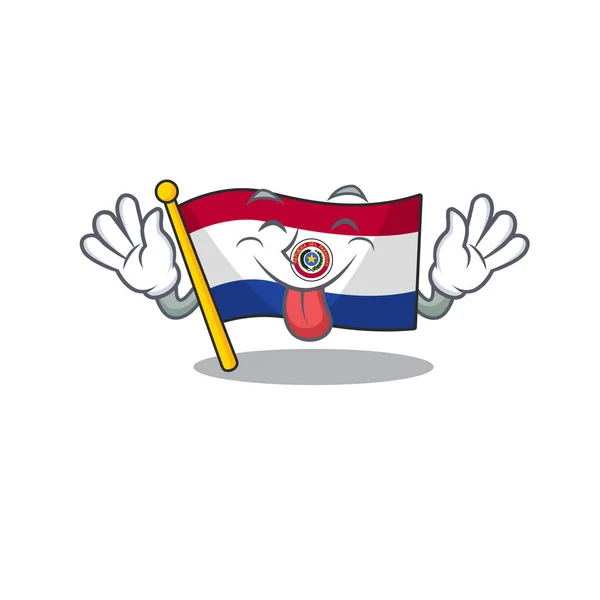 Bandeira paraguay desenhos animados com na língua para fora personagem — Vetor de Stock