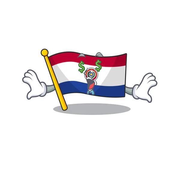 Vlag paraguay cartoon met in geld oog karakter — Stockvector