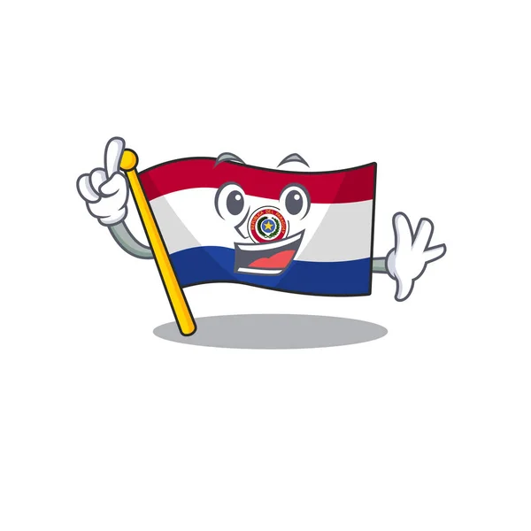 Flagge Paraguays Karikatur mit In-Finger-Charakter — Stockvektor