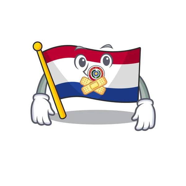 Drapeau paraguay dessin animé avec caractère silencieux — Image vectorielle