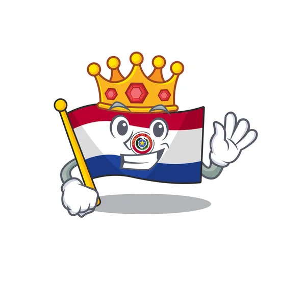 Kral karakterli bayrak paraguay çizgi filmi — Stok Vektör