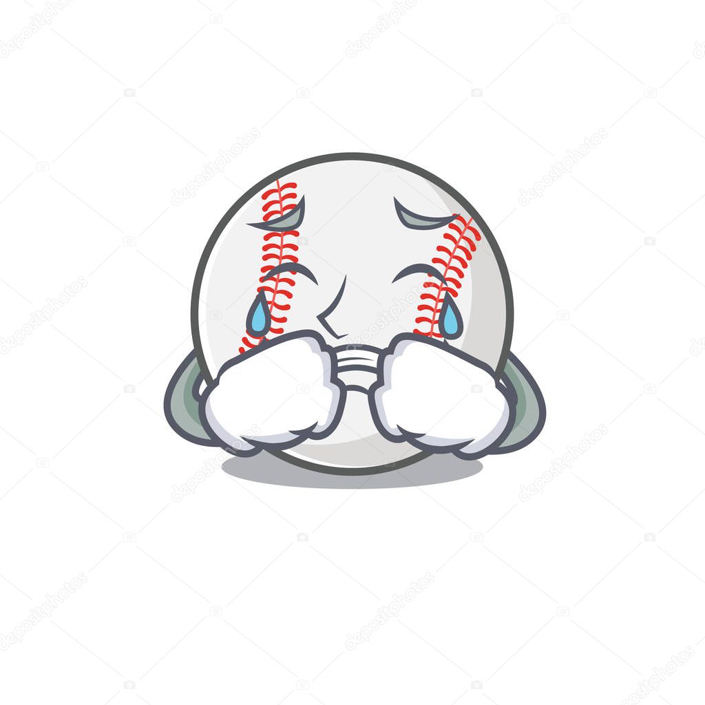 Character isolated baseball with a crying cute