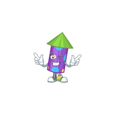 Göz kırpma ile komik nokta havai fişek roket karakter tarzı