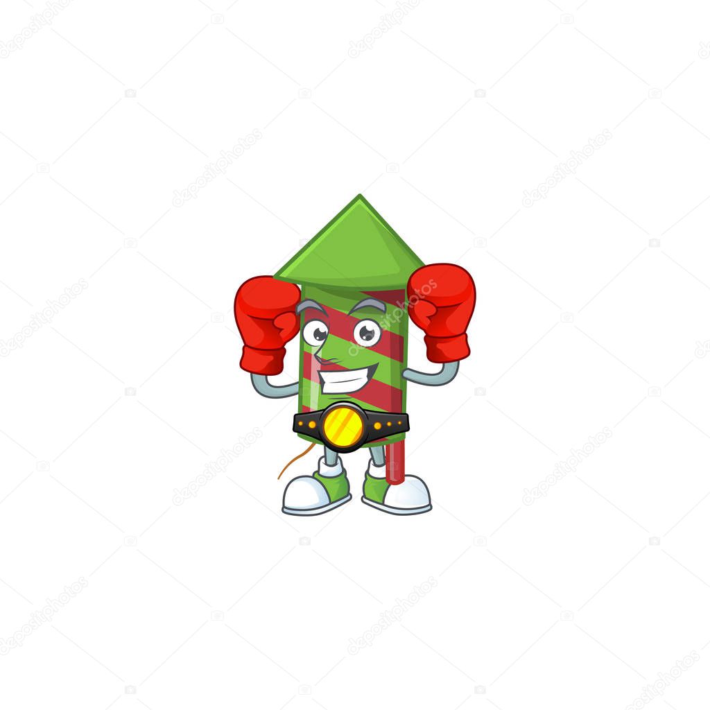 Funny Boxing green stripes fireworks rocket cartoon character style