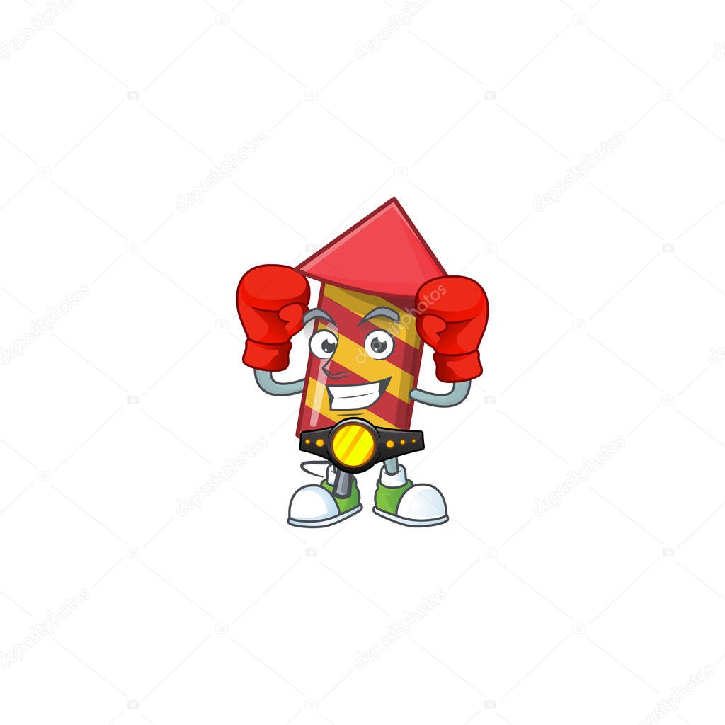 Funny Boxing red stripes fireworks rocket cartoon character style