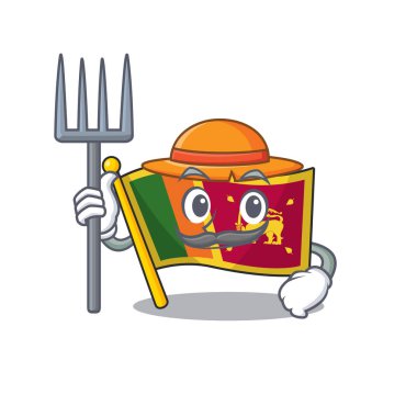 Çiftçi karakterli Sri Lanka maskotu bayrağı