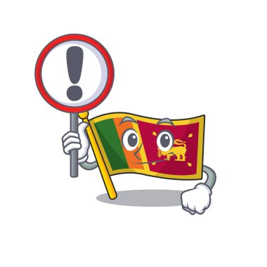 Maskot bayrağı Sri Ianka ve işaret uyarı karakteri