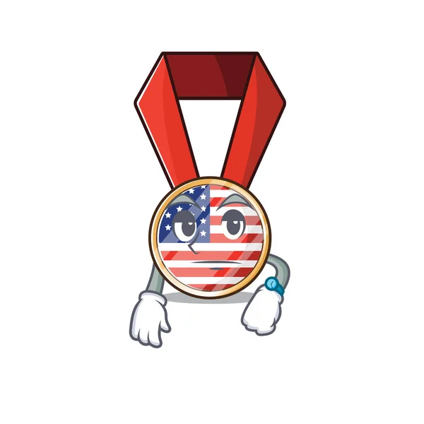 Cartoon usa ribbon with the character waiting — Stock Vector