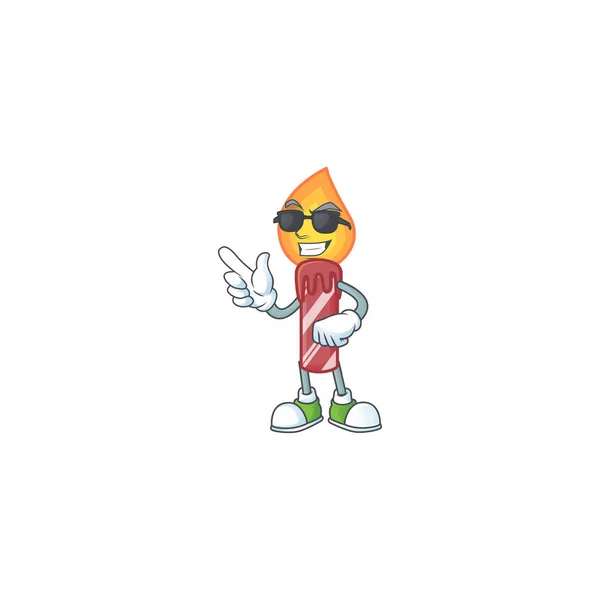 Super cool rojo rayas vela carácter usando gafas negras — Vector de stock
