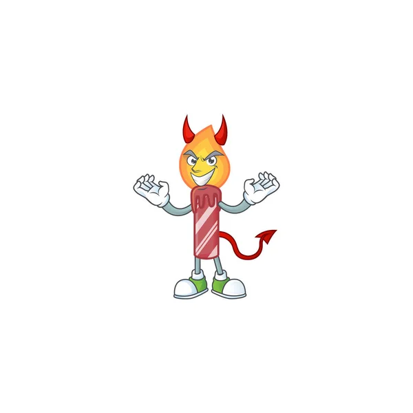 Desenho animado mascote de listras vermelhas vela em um projeto gesto Diabo —  Vetores de Stock